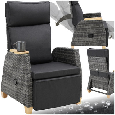 Tectake Pescara Rattan Armchair With Aluminum FrameAdjustable BackrestGreyPer Piece from B&Q