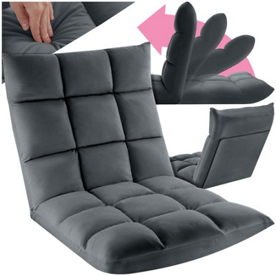 Tectake Recliner Snooze2 In 1 Armchair Or LoungerVelvet14-Step Adjustable Backrest Grey1 from B&Q