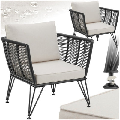 Tectake Garden Chair SundoThick Seat CushionsRemovable Cushion CoversAnthraciteSet Of 2 from B&Q
