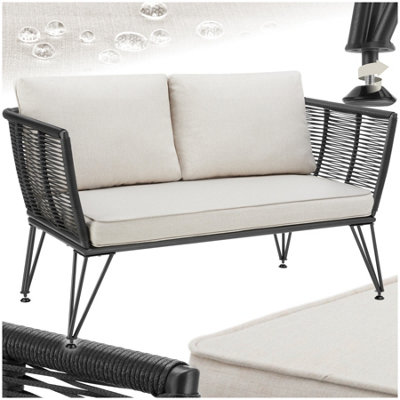 Tectake Garden Sofa SundoPolyrattan8 Cm Thick Seat CushionRemovable Cushion CoversAnthracite1 from B&Q