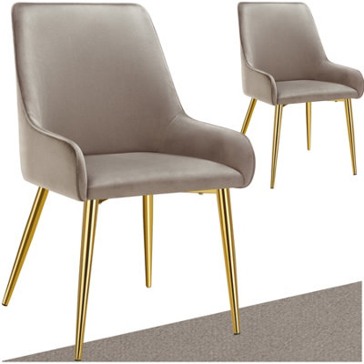 Tectake Set Of 2 Dining Chair AvaneVelvet LookPadded ArmchairHigh Backrest And Armrests Taupe from B&Q