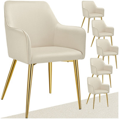 Tectake Set Of 6 Dining Chair AvaneVelvet LookPadded ArmchairHigh Backrest And High Armrests Beige from B&Q