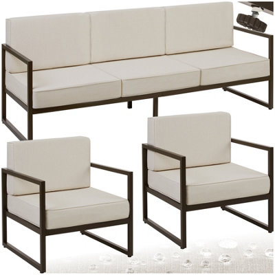 Tectake Garden Furniture ComosaFor 5 PeopleXxl Padding1 Sofa2 ArmchairsBrown/beige1 from B&Q