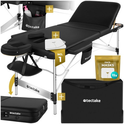 Tectake Massage Table Ko Tao3 Zones78Cm WideAluminium FrameFoldingCarry Bag   Black from B&Q