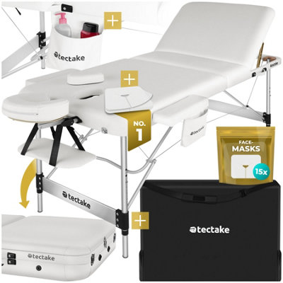 Tectake Massage Table Ko Tao3 Zones78Cm WideAluminium FrameFoldingCarry Bag   White from B&Q