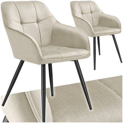 Tectake Set Of 2 Dining Chair MarilynVelvet LookQuilted Pattern Cream/black from B&Q