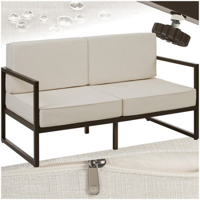Tectake Garden Sofa ComosaTwo-Seater SofaXxl PaddingSteel FrameBrown/beige1 from B&Q