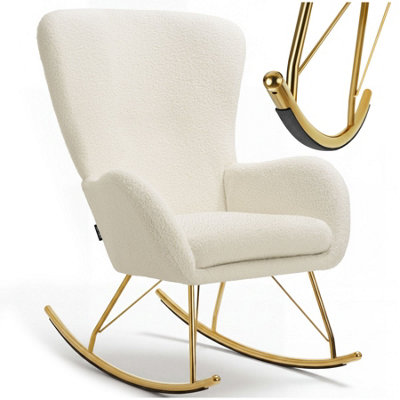 B&Q -  1 Rocking Chair SwingArmchair With Steel Runners And Thick Padding Cream/gold