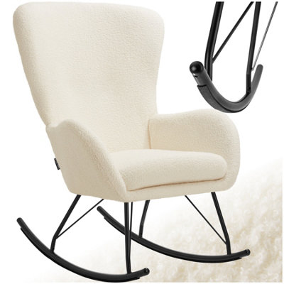 B&Q -  Rocking Chair SwingArmchair With Steel Runners And Thick Padding Cream/black