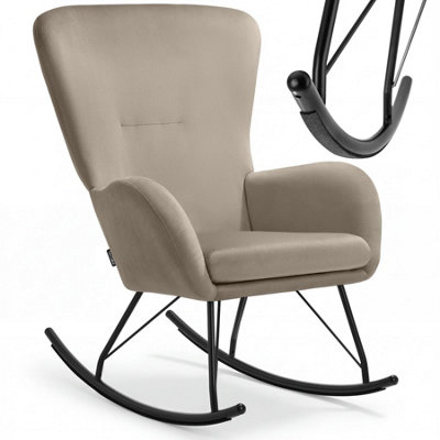 B&Q -  1 Rocking Chair SwingArmchair With Steel Runners And Thick Padding Black/taupe