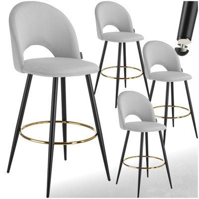 Tectake Bar Stool Rachel With Backrest And Velvet Look Cover49 X 58 X 110 CmLight Grey/blackSet Of 4 from B&Q