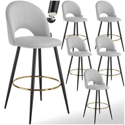 Tectake Bar Stool Rachel With Backrest And Velvet Look Cover49 X 58 X 110 CmLight Grey/blackSet Of 6 from B&Q