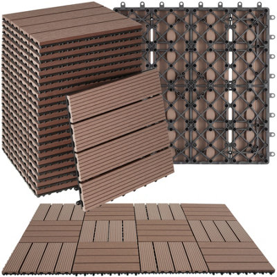 Tectake Composite Decking TegulasClick SystemWood LookOutdoor Safe Set Of 22 Brown from B&Q