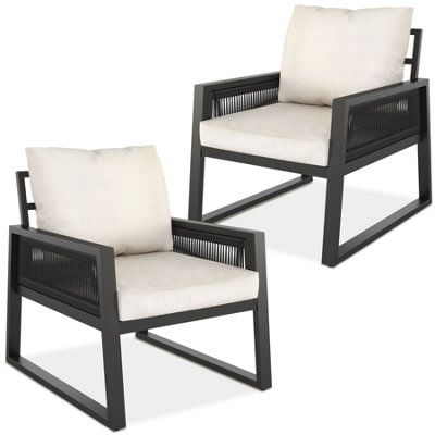 Tectake Captive Aluminum Garden Lounge Set In Rope Design Set 3 (2 X Armchairs)Anthracite from B&Q