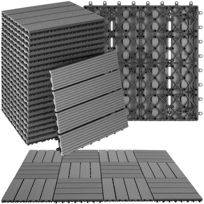 Tectake Composite Decking TegulasClick SystemWood LookOutdoor Safe Set Of 22 Grey from B&Q