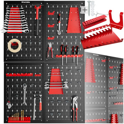 Tectake Tool Pegboard Jonah - Hooks And Holders - Black/Red