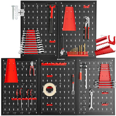 Tectake Tool Pegboard Jonah - Hooks And Holders - Black/Red