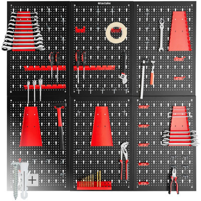 Tectake Tool Pegboard Jonah - Hooks And Holders - Black/Red