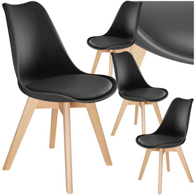 B&Q -  Set Of 4 Dining Chair Frederikke With Padded SeatErgonomic ShapeAnd Wooden Legs Black