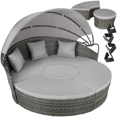 Tectake Sun Lounger SantoriniModular Garden Furniture Set With Shade Canopy Grey from B&Q