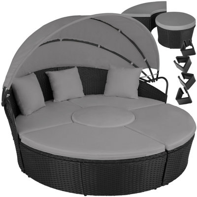 Tectake Sun Lounger SantoriniModular Garden Furniture Set With Shade Canopy Black from B&Q