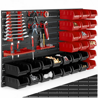 Tectake Small Parts Organiser With 28 Stacking Boxes And Tool HoldersPer PieceBlack from B&Q