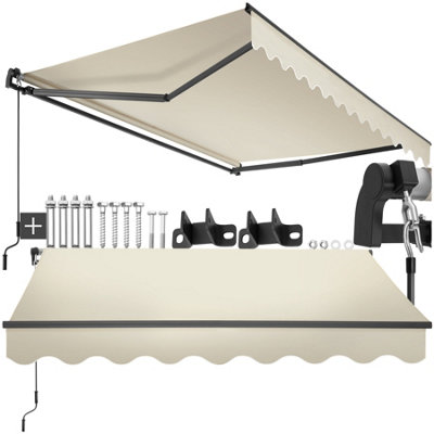 Tectake Retractable Awning OrnellaWall Bracket InclEasy AdjustmentAnd Uv Blocking 250 X 200 CmBeige from B&Q