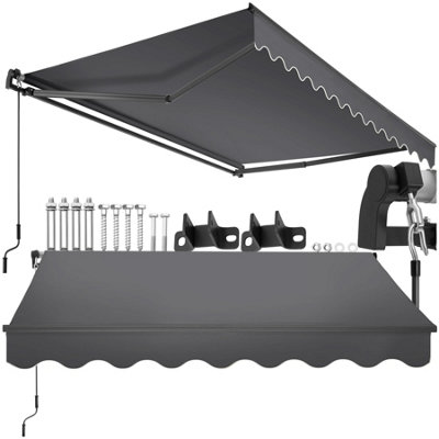 Tectake Retractable Awning OrnellaWall Bracket InclEasy AdjustmentAnd Uv Blocking 250 X 200 CmDark Grey from B&Q
