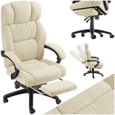 B&Q -  Office Chair Gillian With Folding Footrest360 SwivelPadding And Velour CoverBeige