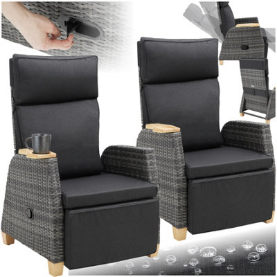 Tectake Pescara Rattan Armchair With Aluminum FrameAdjustable BackrestGreySet Of 2 from B&Q