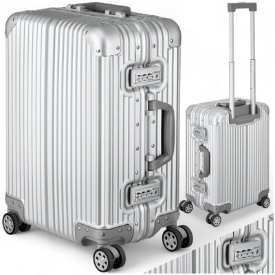 Tectake Airway Cabin TrolleyAluminumTsa Locks4 Double-Wheel Casters  Silver from B&Q