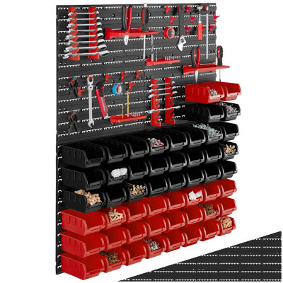 Tectake Small Parts Organiser With 28 Stacking Boxes And Tool HoldersSet Of 2Black from B&Q