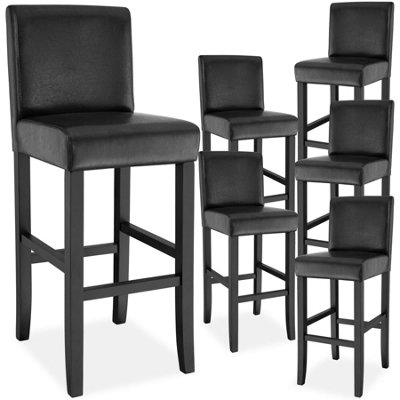 Tectake Bar Stools With A Padded Backrest And Faux Leather CoverBlackSet Of 6 from B&Q