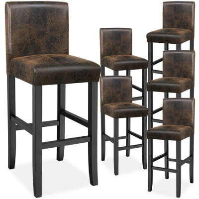 Tectake Bar Stools With A Padded Backrest And Faux Leather CoverAntique BrownSet Of 6 from B&Q