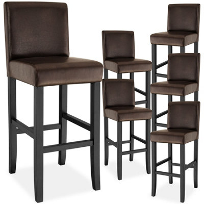 Tectake Bar Stools With A Padded Backrest And Faux Leather CoverBrownSet Of 6 from B&Q