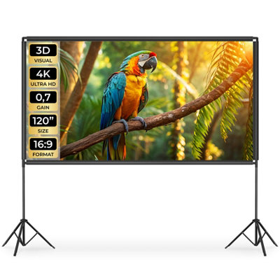 Tectake Cinema Projector Screen With Folding Tripods16:94KHd 265 X 150 CmWhite from B&Q
