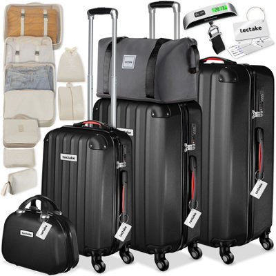 B&Q -  Cleo Hard-Shell Luggage Set With Tsa Lock And Luggage Scale  Black