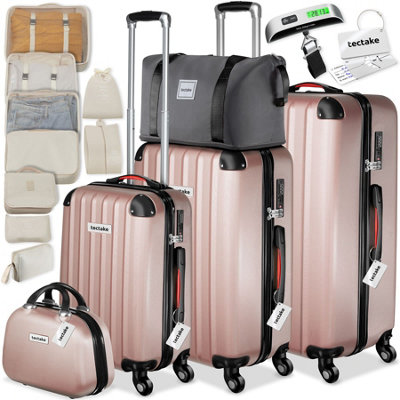 B&Q -  Cleo Hard-Shell Luggage Set With Tsa Lock And Luggage Scale  Rose Gold