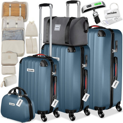 B&Q -  Cleo Hard-Shell Luggage Set With Tsa Lock And Luggage Scale  Blue