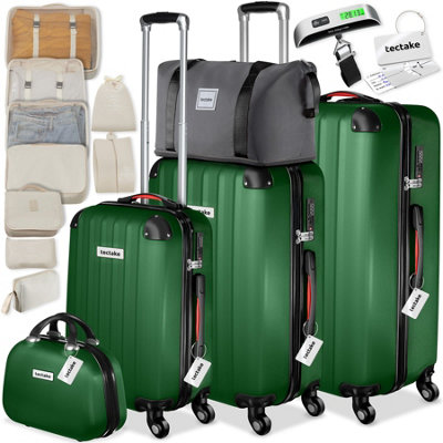 B&Q -  Cleo Hard-Shell Luggage Set With Tsa Lock And Luggage Scale  Green