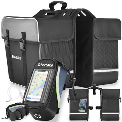 Tectake Set Bicycle Bag Georg And Frame BagWater-Repellent 20.5 X 10 X 10.5 CmBlack/green from B&Q
