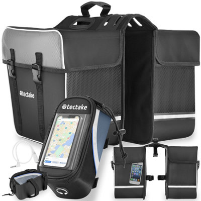Tectake Set Bicycle Bag Georg And Frame BagWater-Repellent 20.5 X 10 X 10.5 CmBlack/blue from B&Q
