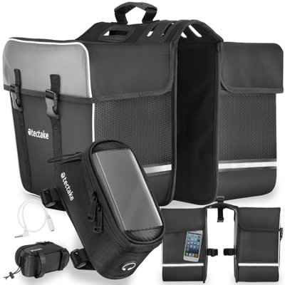 Tectake Set Bicycle Bag Georg And Frame BagWater-Repellent 20.5 X 10 X 10.5 CmBlack from B&Q