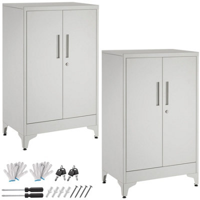 Tectake Blake Filing CabinetMagnetic ClosureAdjustable ShelvesSet Of 2Grey from B&Q