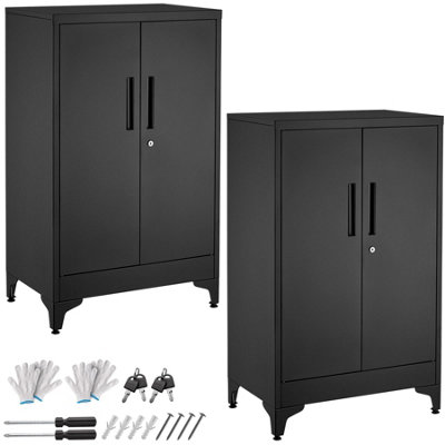 Tectake Blake Filing CabinetMagnetic ClosureAdjustable ShelvesSet Of 2Black from B&Q