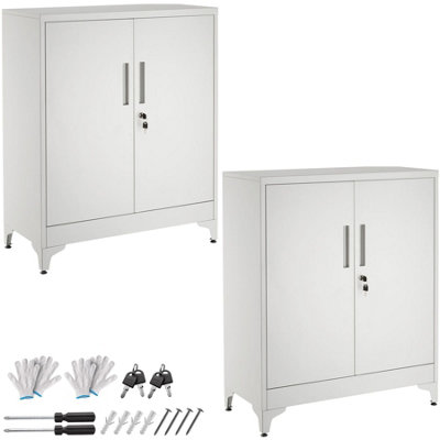 Tectake Blake Filing CabinetMagnetic Closure2 Adjustable ShelvesSet Of 2Grey from B&Q