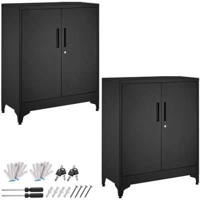 Tectake Blake Filing CabinetMagnetic Closure2 Adjustable ShelvesSet Of 2Black from B&Q