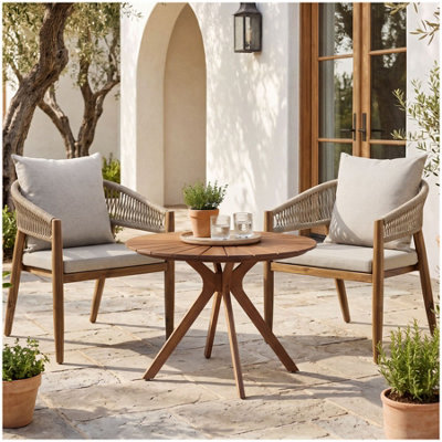 B&Q -  3-Piece Garden Set Garden Set Consisting Of A Table And 2 ChairsWeatherproofAcacia Wood Sand