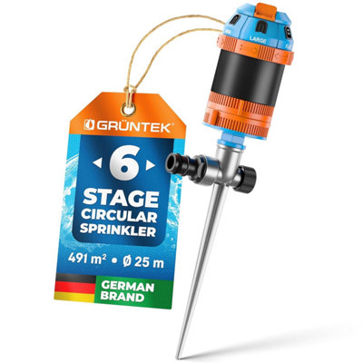 Gr Ntek Circular Sprinkler On Metal Spike. Sector Lawn With 6 Spray Modes And Coverage Settings Of 30360 For Large Surfaces from B&Q