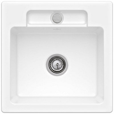 Villeroy-Boch Villeroy & Boch Siluet 50 S 1.01-Bowl Titanceram Ceramic Kitchen Sink510 X 510 X 220 mmUndrilledWhite (No Waste) from B&Q